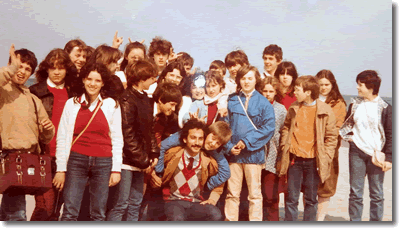 Foto scattata tutti assieme al professor Cogliandro,  dalla professoressa Nigris sul delta del Po a fine aprile 1982 
