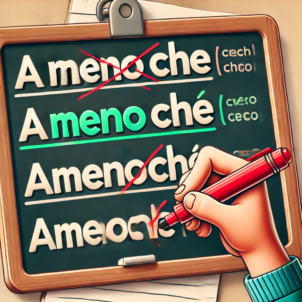 Si scrive A meno che o Amenocheamenoché Si scrive A meno che o Amenocheamenoché